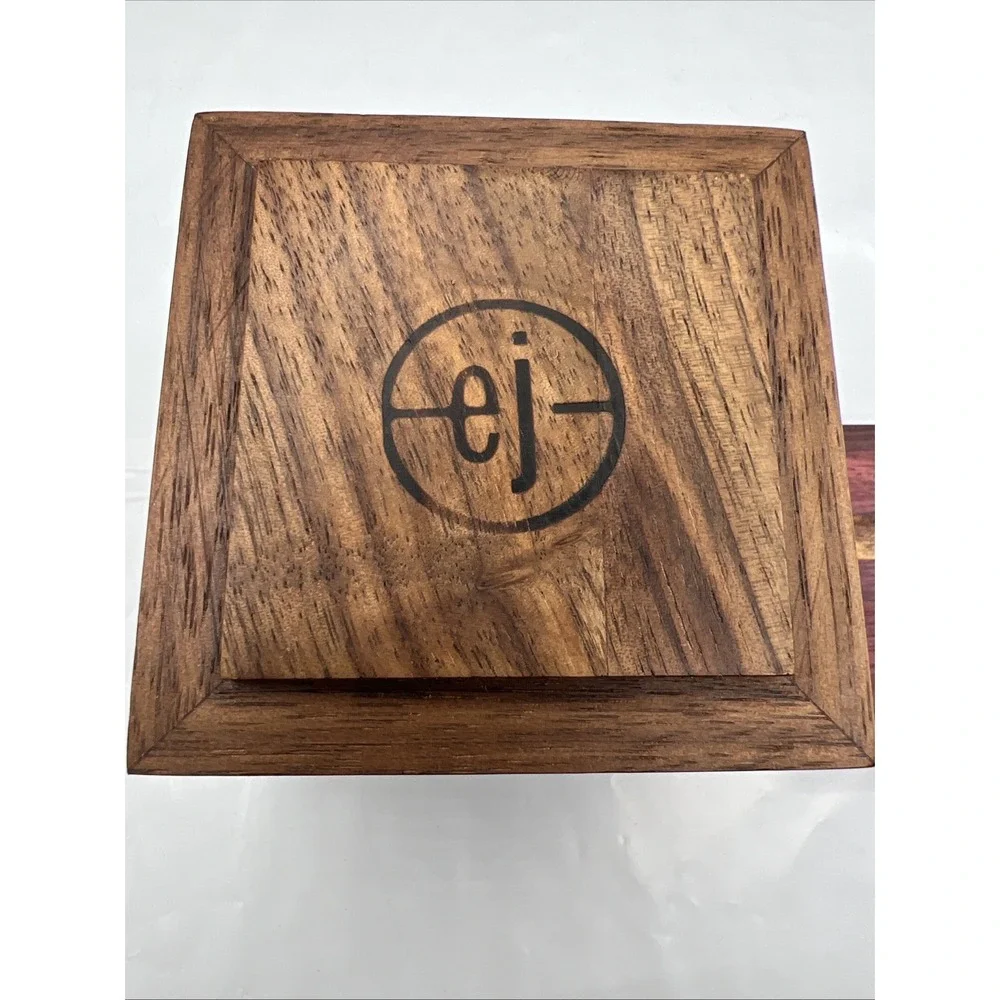 Artisan Handcrafted Wooden Box Signed Emily Johnson Purpleheart Walnut Cube 3.5